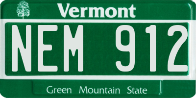VT license plate NEM912