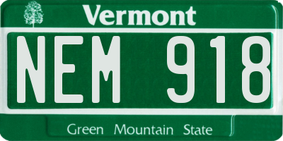 VT license plate NEM918