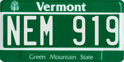 VT license plate NEM919