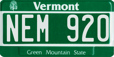VT license plate NEM920