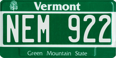 VT license plate NEM922