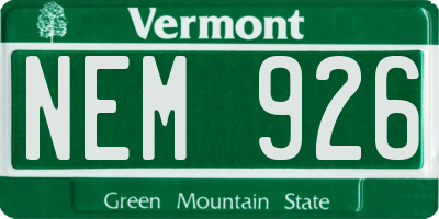 VT license plate NEM926