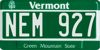 VT license plate NEM927