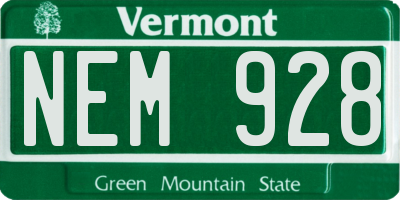 VT license plate NEM928