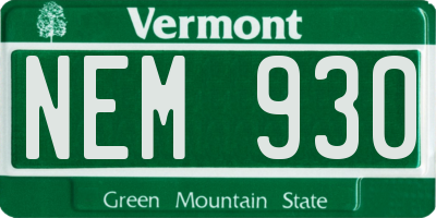 VT license plate NEM930