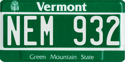 VT license plate NEM932