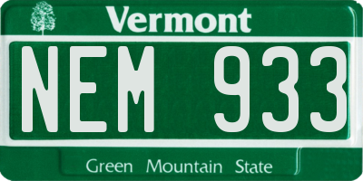 VT license plate NEM933