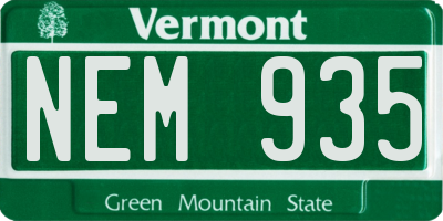 VT license plate NEM935