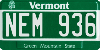 VT license plate NEM936