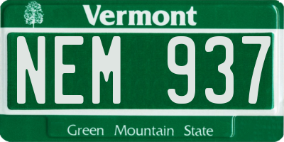 VT license plate NEM937