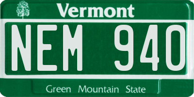 VT license plate NEM940
