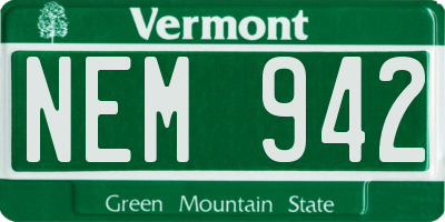 VT license plate NEM942