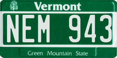VT license plate NEM943