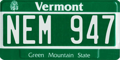 VT license plate NEM947