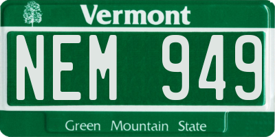 VT license plate NEM949