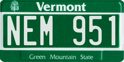 VT license plate NEM951