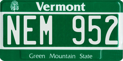 VT license plate NEM952