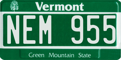 VT license plate NEM955