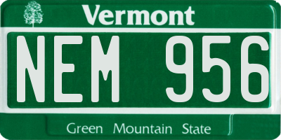 VT license plate NEM956