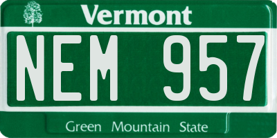 VT license plate NEM957