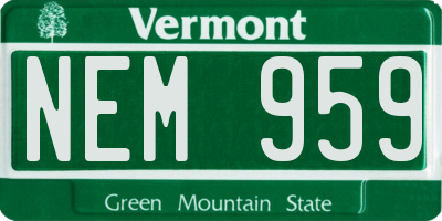 VT license plate NEM959
