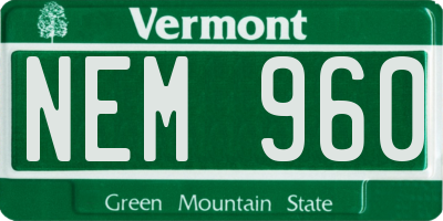 VT license plate NEM960