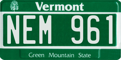 VT license plate NEM961