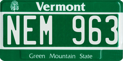 VT license plate NEM963