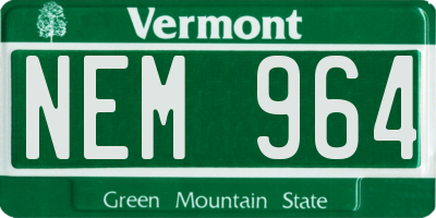 VT license plate NEM964