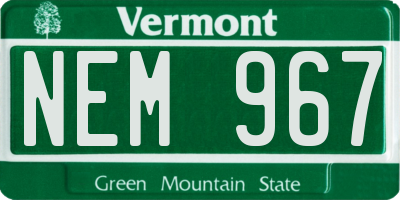 VT license plate NEM967