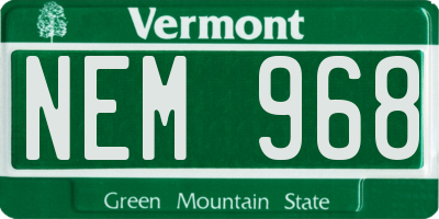 VT license plate NEM968