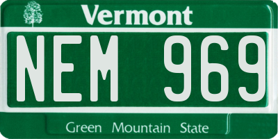 VT license plate NEM969