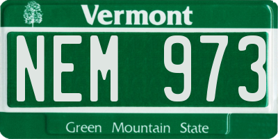 VT license plate NEM973