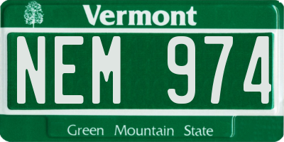 VT license plate NEM974