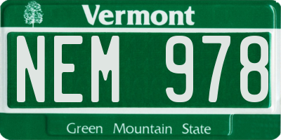 VT license plate NEM978