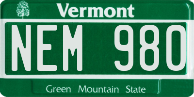 VT license plate NEM980