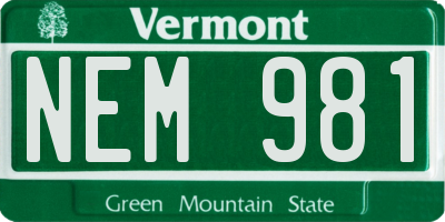 VT license plate NEM981