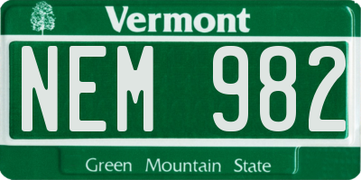 VT license plate NEM982