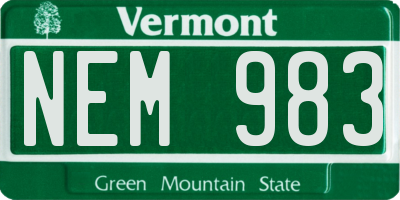 VT license plate NEM983