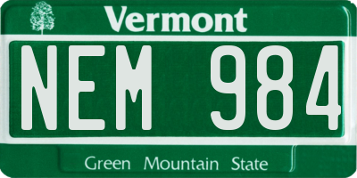 VT license plate NEM984