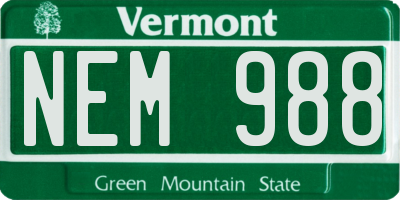 VT license plate NEM988