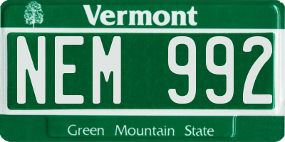 VT license plate NEM992