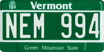 VT license plate NEM994