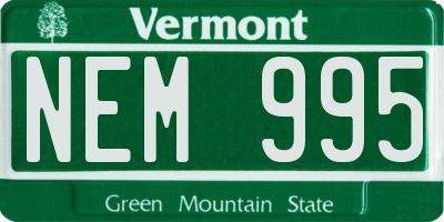 VT license plate NEM995
