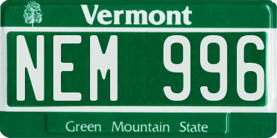 VT license plate NEM996