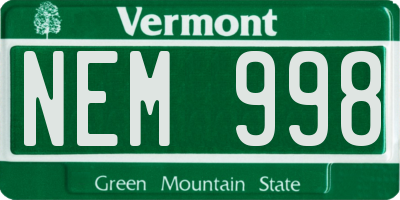 VT license plate NEM998