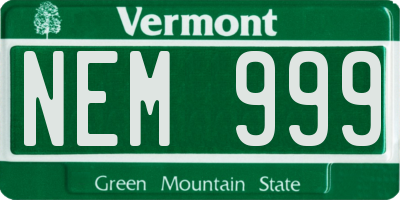 VT license plate NEM999