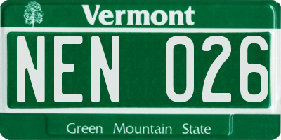 VT license plate NEN026