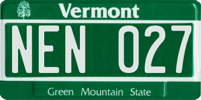 VT license plate NEN027