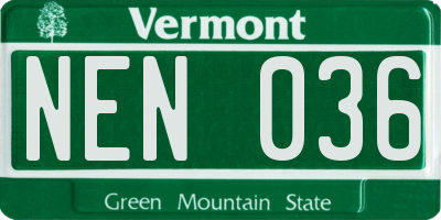 VT license plate NEN036